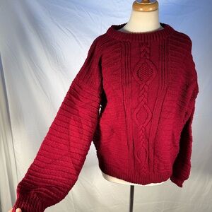 Hand Knit Chunky Cable Sweater | Artisan Wool | Balloon Sleeve